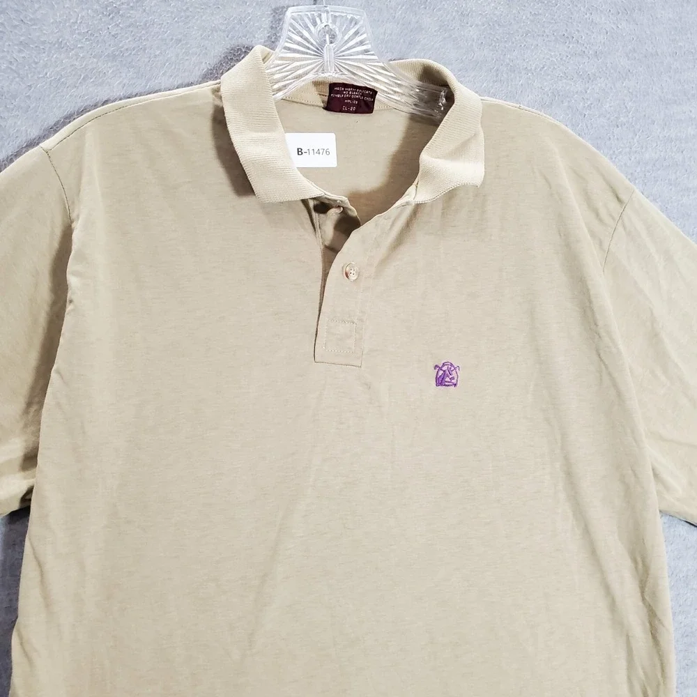 VINTAGE Chaps Ralph Lauren Men Polo Shirt Large Beige Single Stitch Logo READ